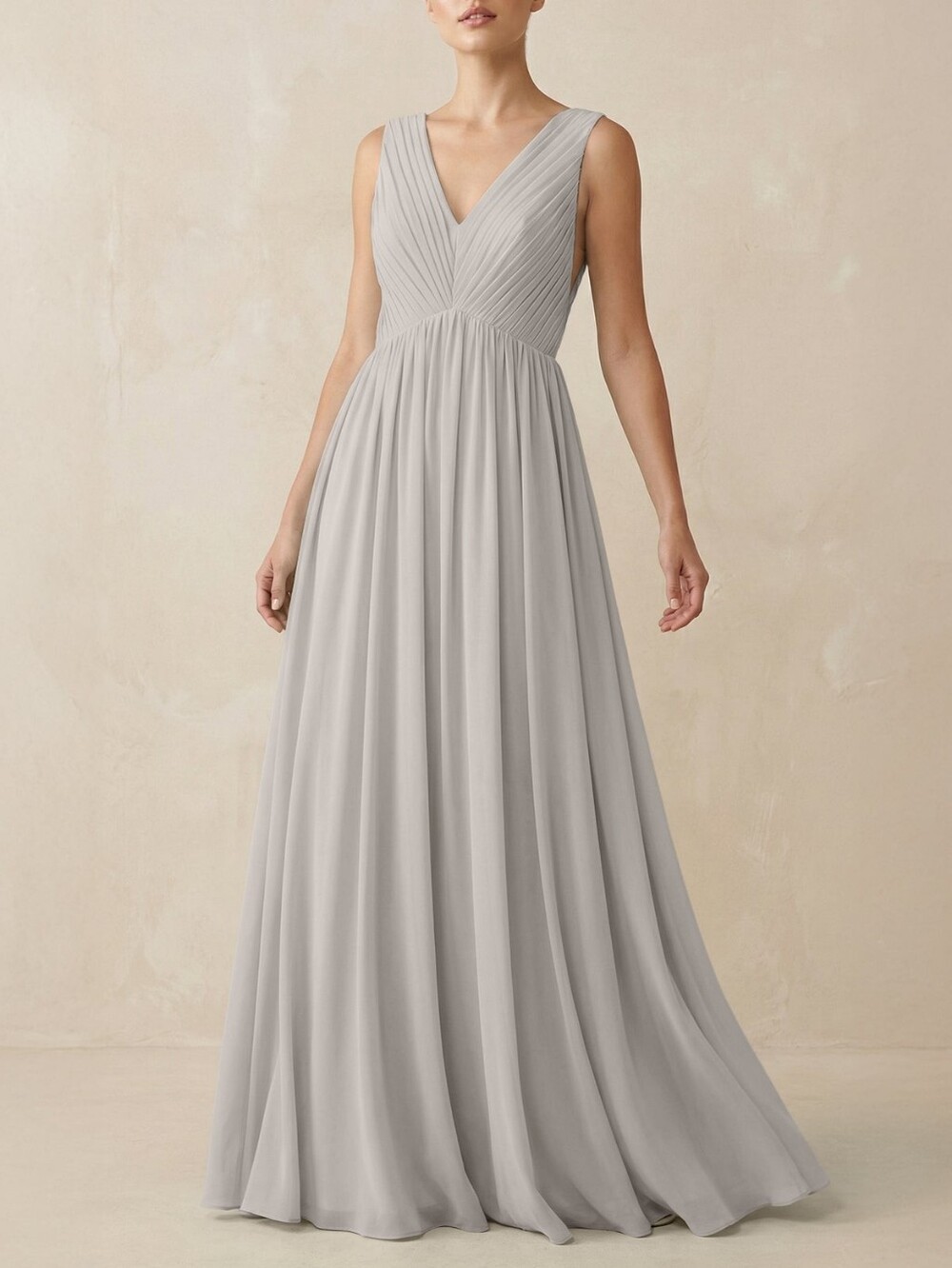 Azazie Formal V-Neck Pleated Chiffon Bridesmaid Dress Size 12